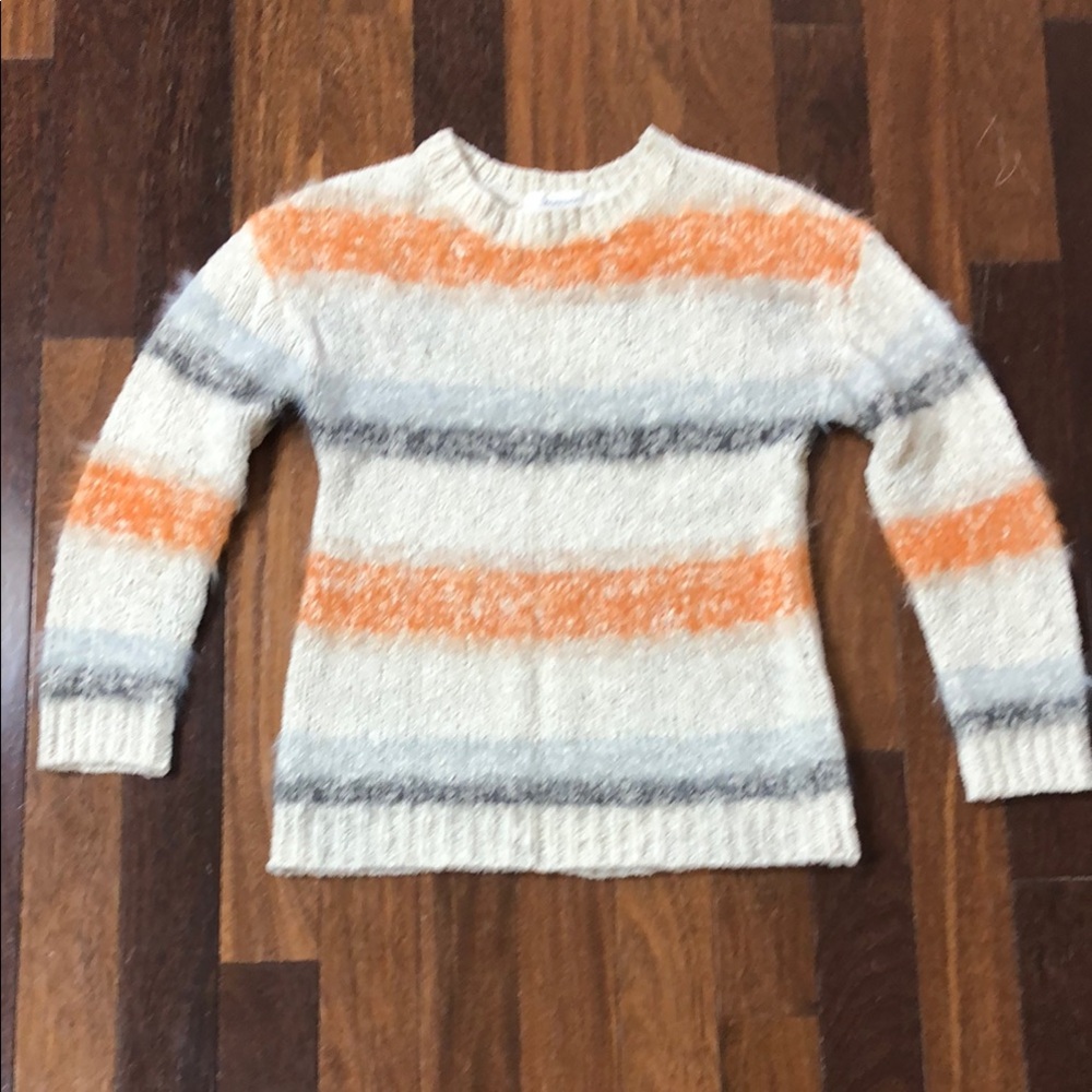 Striped Orange, Cream and Gray Sweater